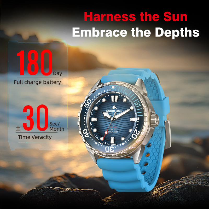 Stainless Steel Diving Watch Solar-Powered Quartz Watch